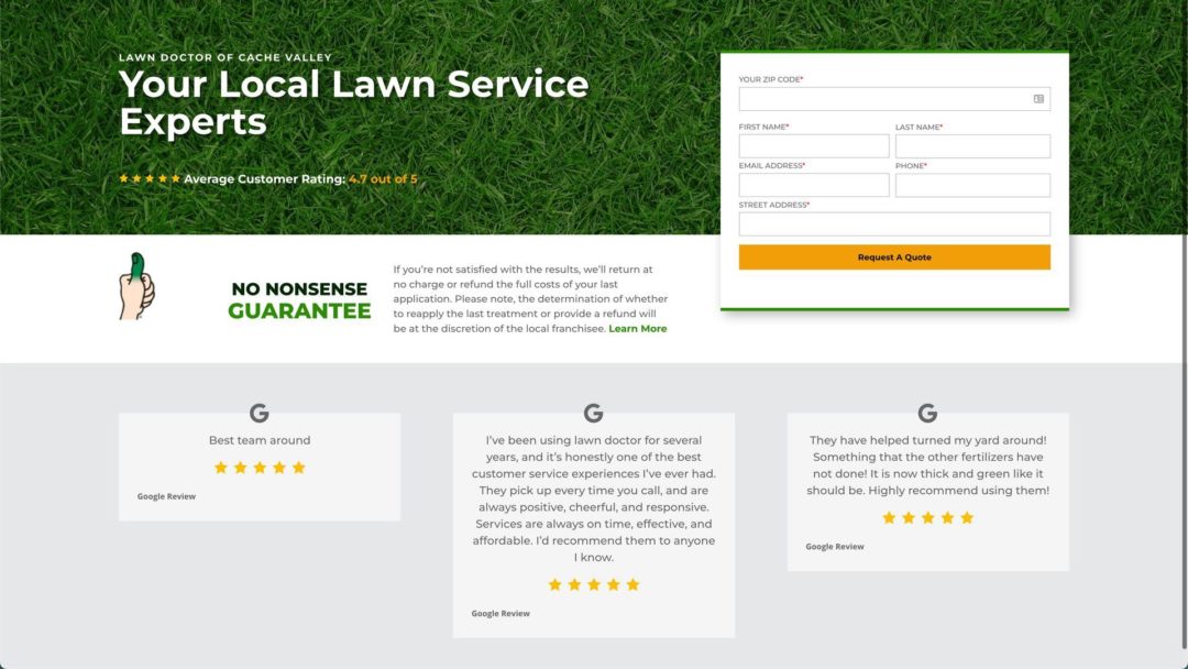 Lawn Doctor Landing Page Screenshot