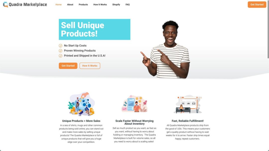 Quadra Marketplace Website Screenshot