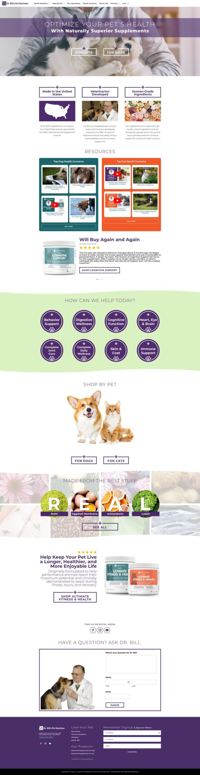 eCommerce Website Design: Dr. Bill's Pet Nutrition